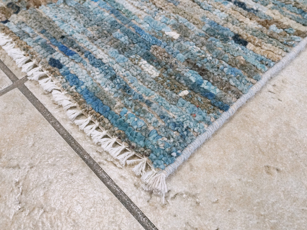 4x6 Ft Blue Moroccan Rug - Hand Knotted Wool Area Rug