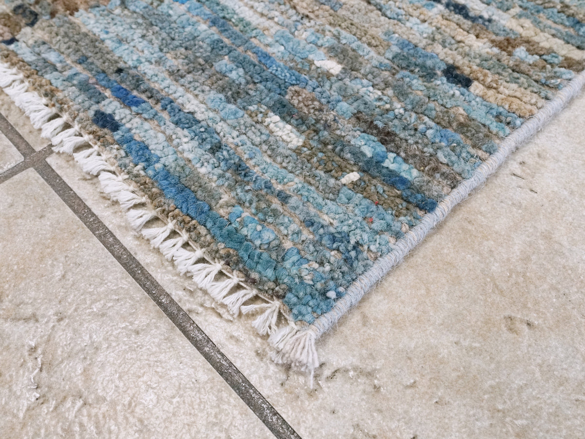 4x6 Ft Blue Moroccan Rug - Hand Knotted Wool Area Rug