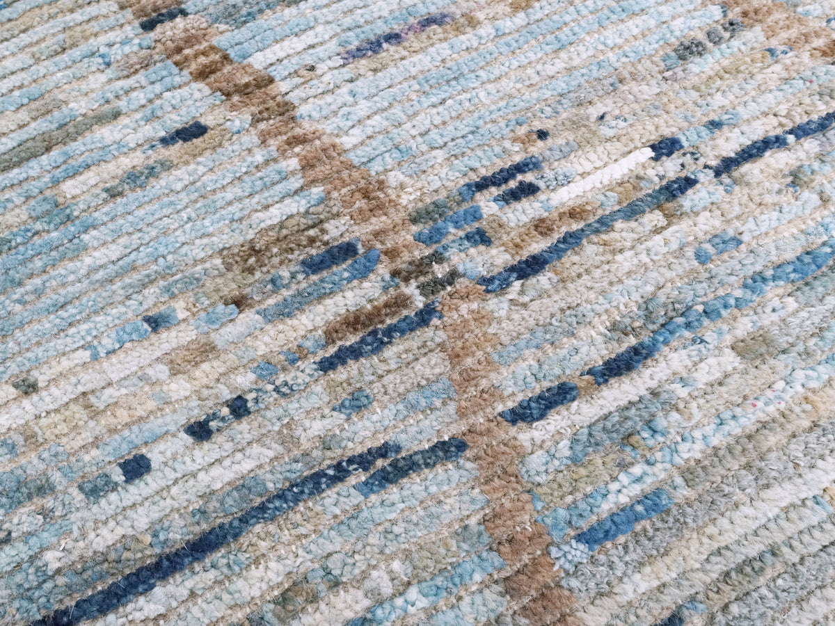 4x6 Ft Blue Moroccan Rug - Hand Knotted Wool Area Rug