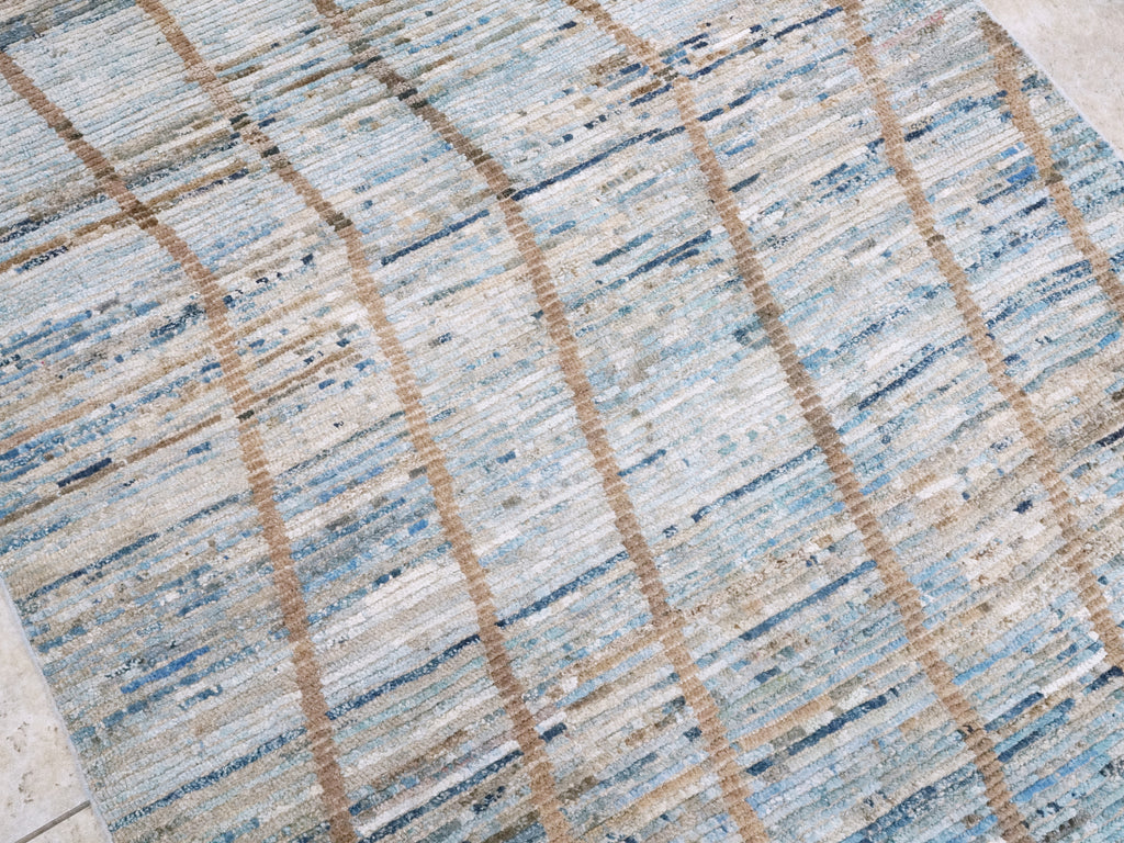 4x6 Ft Blue Moroccan Rug - Hand Knotted Wool Area Rug