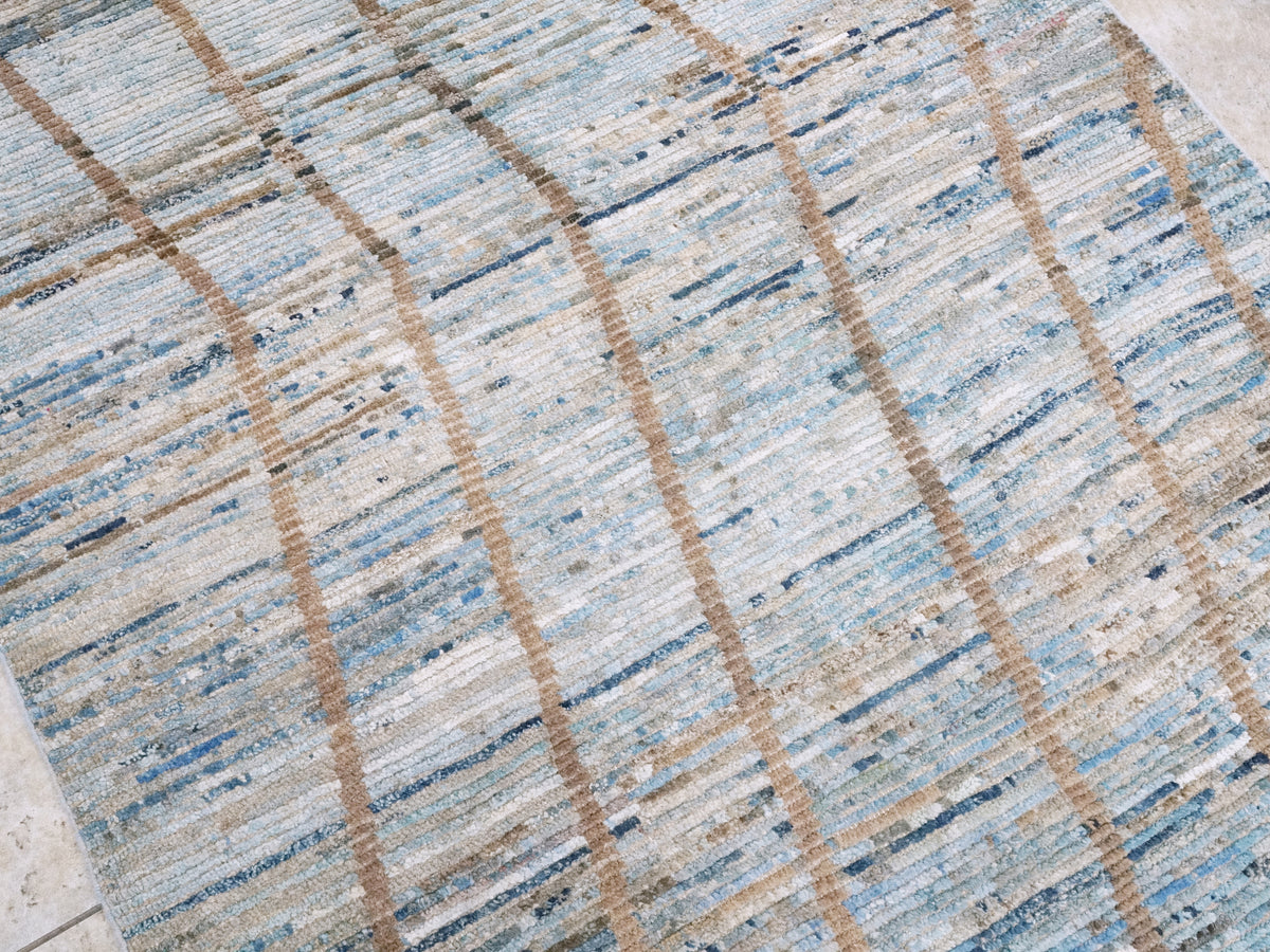 4x6 Ft Blue Moroccan Rug - Hand Knotted Wool Area Rug