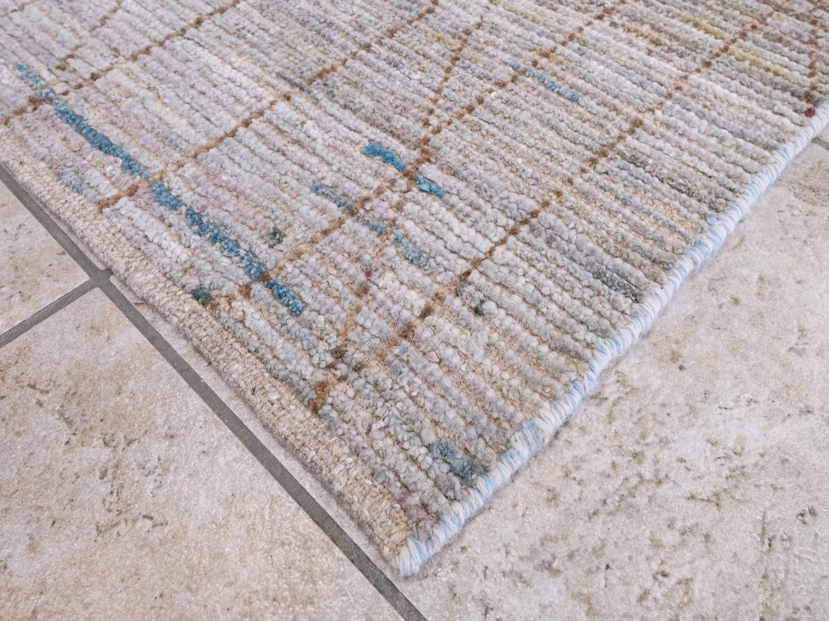 9 Ft Blue Moroccan Runner Rug - Afghan Hand Knotted Hallway Rug