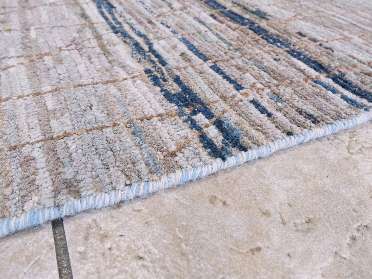 9 Ft Blue Moroccan Runner Rug - Afghan Hand Knotted Hallway Rug