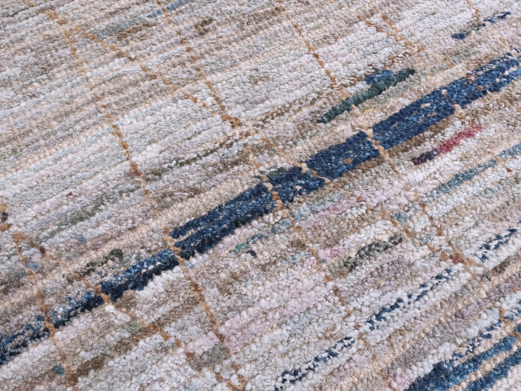 9 Ft Blue Moroccan Runner Rug - Afghan Hand Knotted Hallway Rug