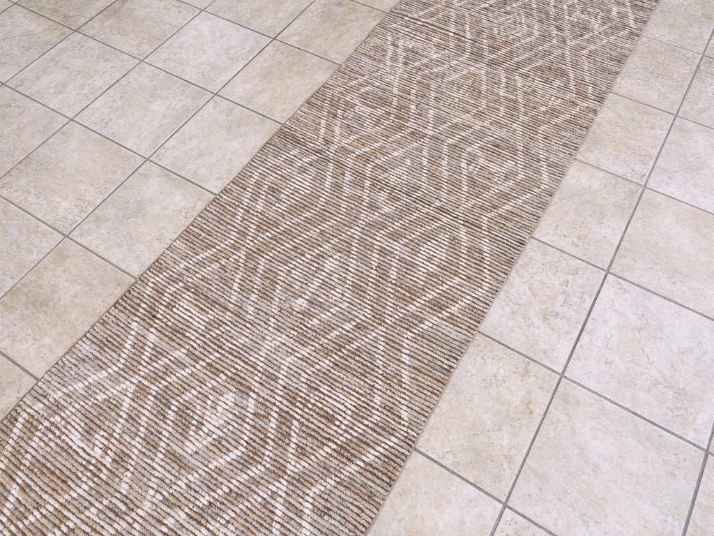 9 Ft Brown Moroccan Runner Rug - Afghan Handmade Hallway Rug