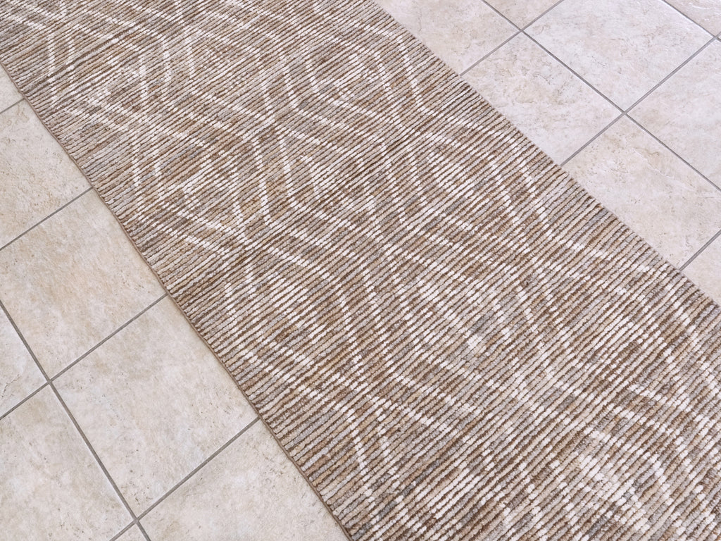 9 Ft Brown Moroccan Runner Rug - Afghan Handmade Hallway Rug