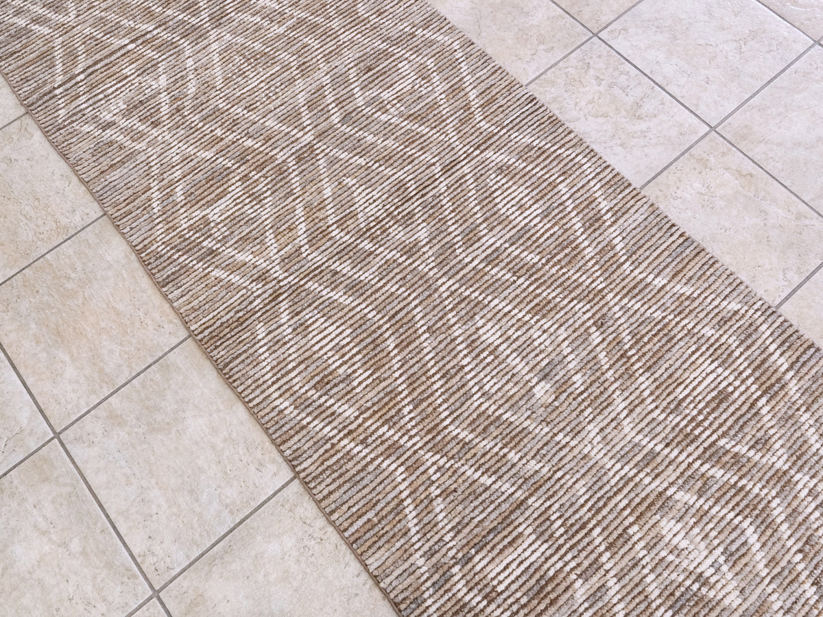 9 Ft Brown Moroccan Runner Rug - Afghan Handmade Hallway Rug