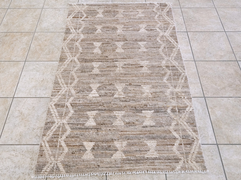3x5 Ft Brown Moroccan Rug - Hand Knotted Area Rug