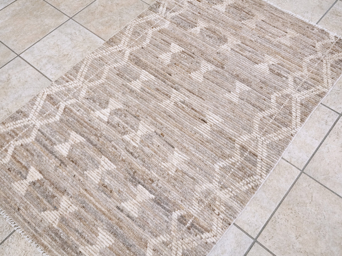 3x5 Ft Brown Moroccan Rug - Hand Knotted Area Rug