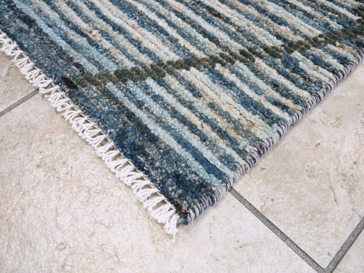 3x5 Ft Blue Moroccan Rug - Hand Knotted Area Rug
