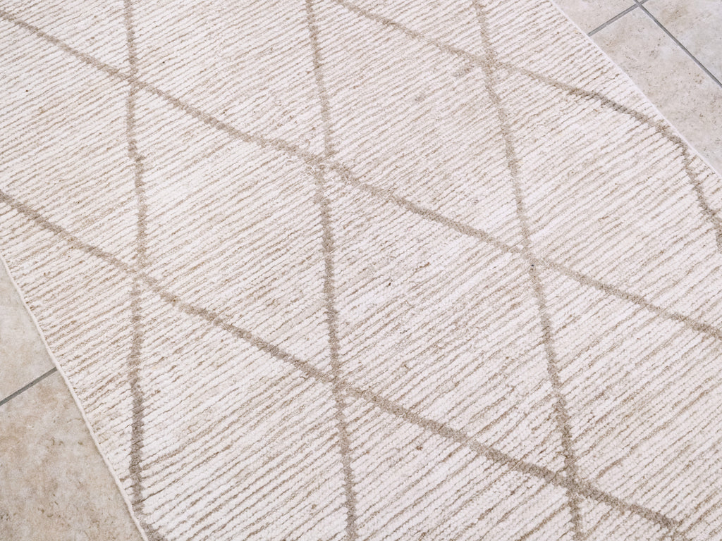 3x5 Ft Beige Moroccan Rug - Hand Knotted Area Rug