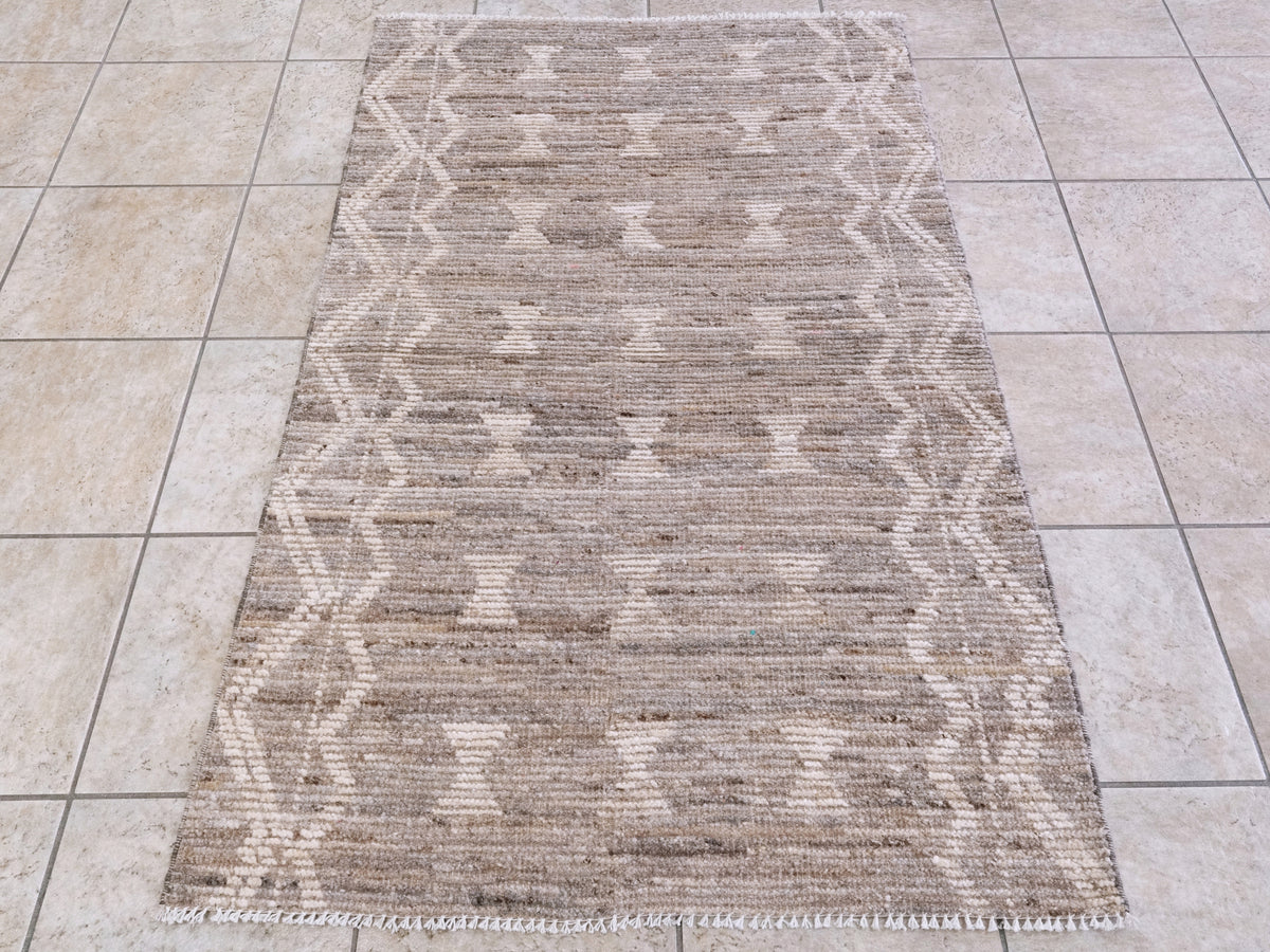 3x5 Ft Brown Moroccan Rug - Hand Knotted Area Rug