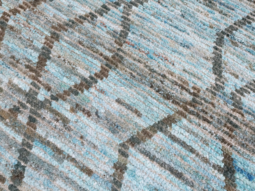 3x6 Ft Blue Moroccan Rug - Hand Knotted Area Rug