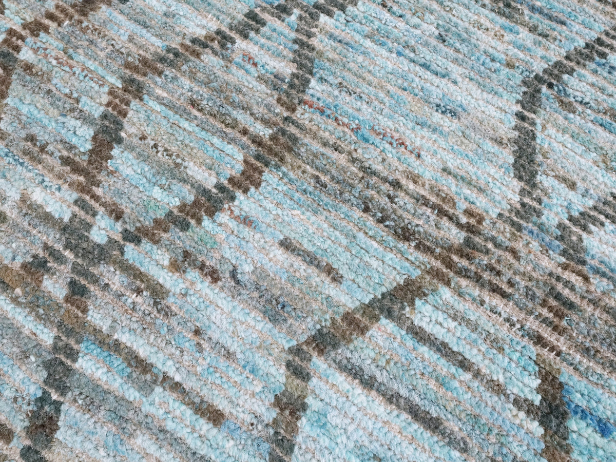 3x6 Ft Blue Moroccan Rug - Hand Knotted Area Rug