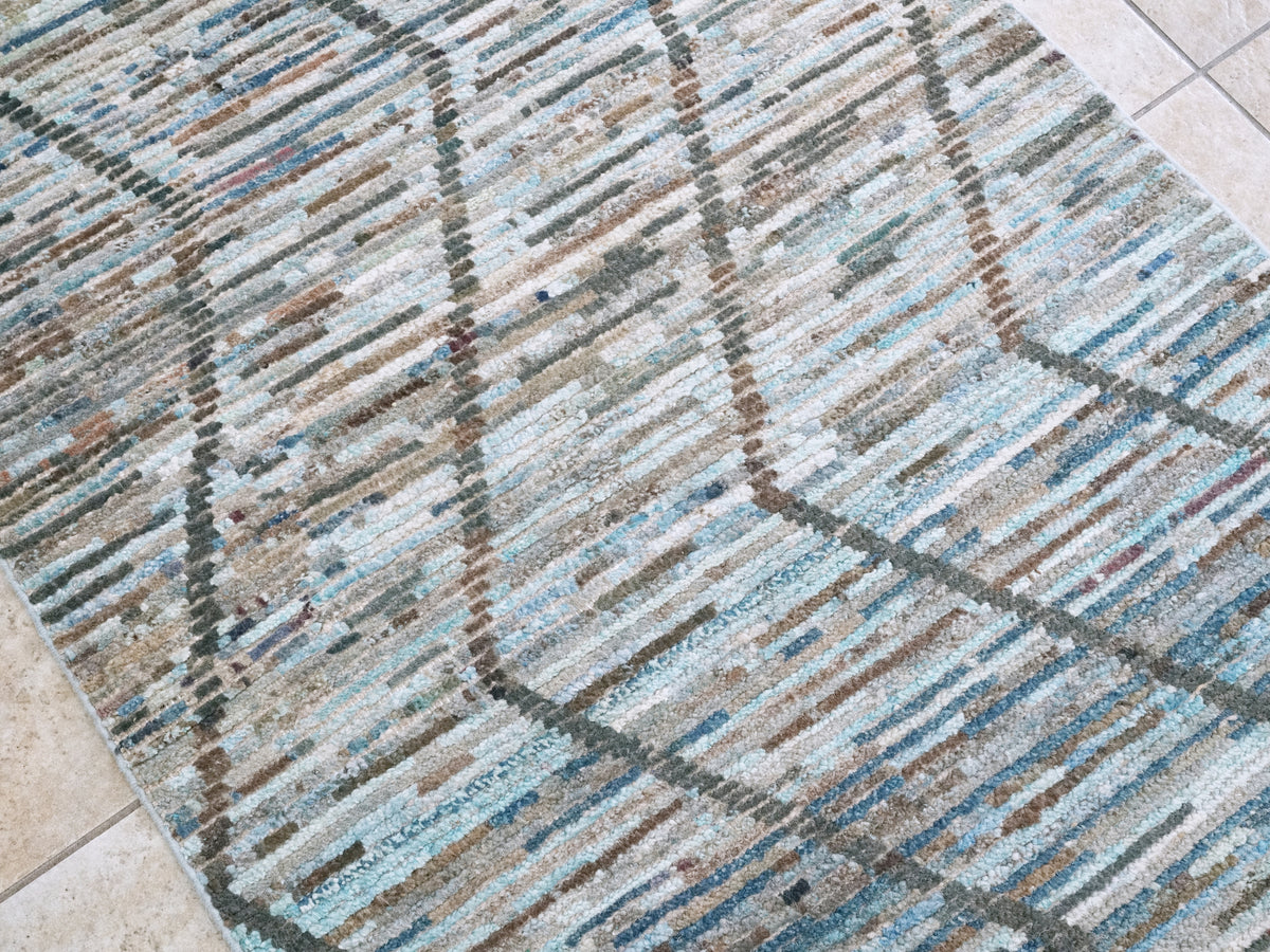 3x5 Ft Blue Moroccan Rug - Hand Knotted Area Rug