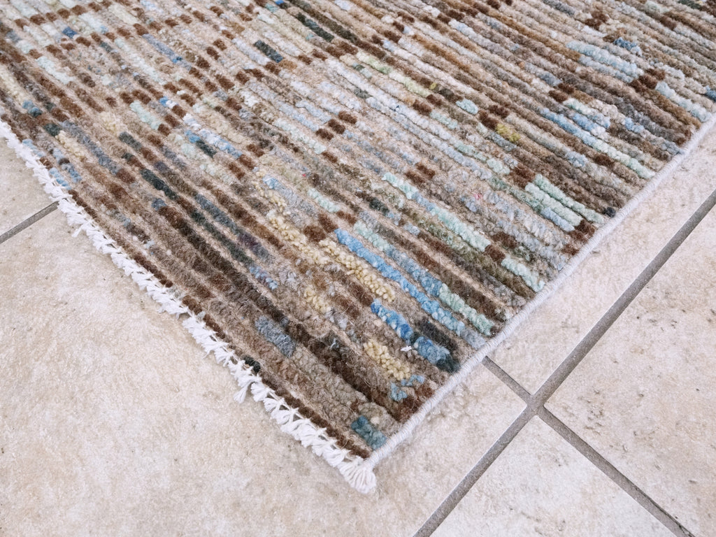 4x6 Ft Blue & Brown Moroccan Rug - Hand Knotted Wool Area Rug