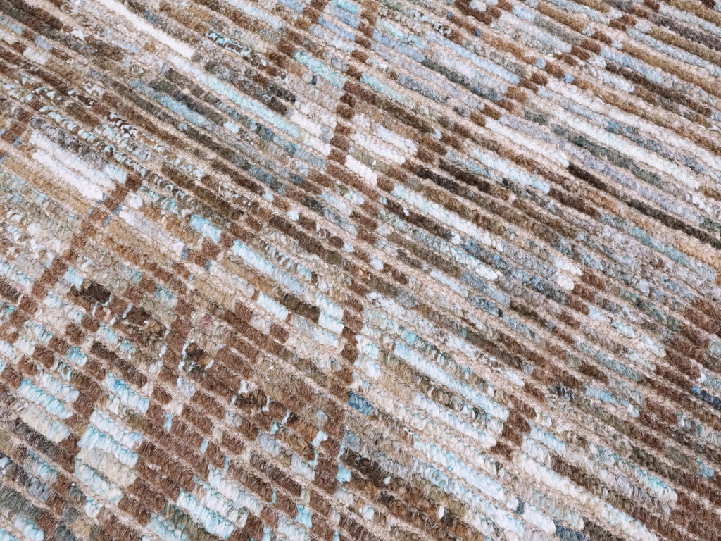 4x6 Ft Blue & Brown Moroccan Rug - Hand Knotted Wool Area Rug