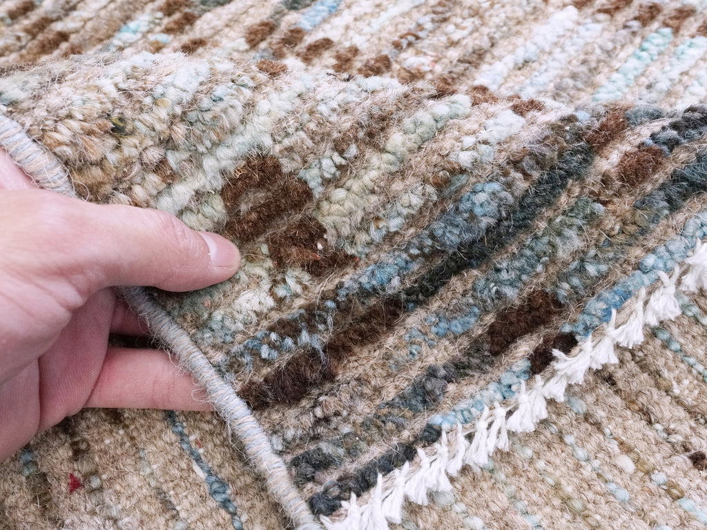 4x6 Ft Blue & Brown Moroccan Rug - Hand Knotted Wool Area Rug