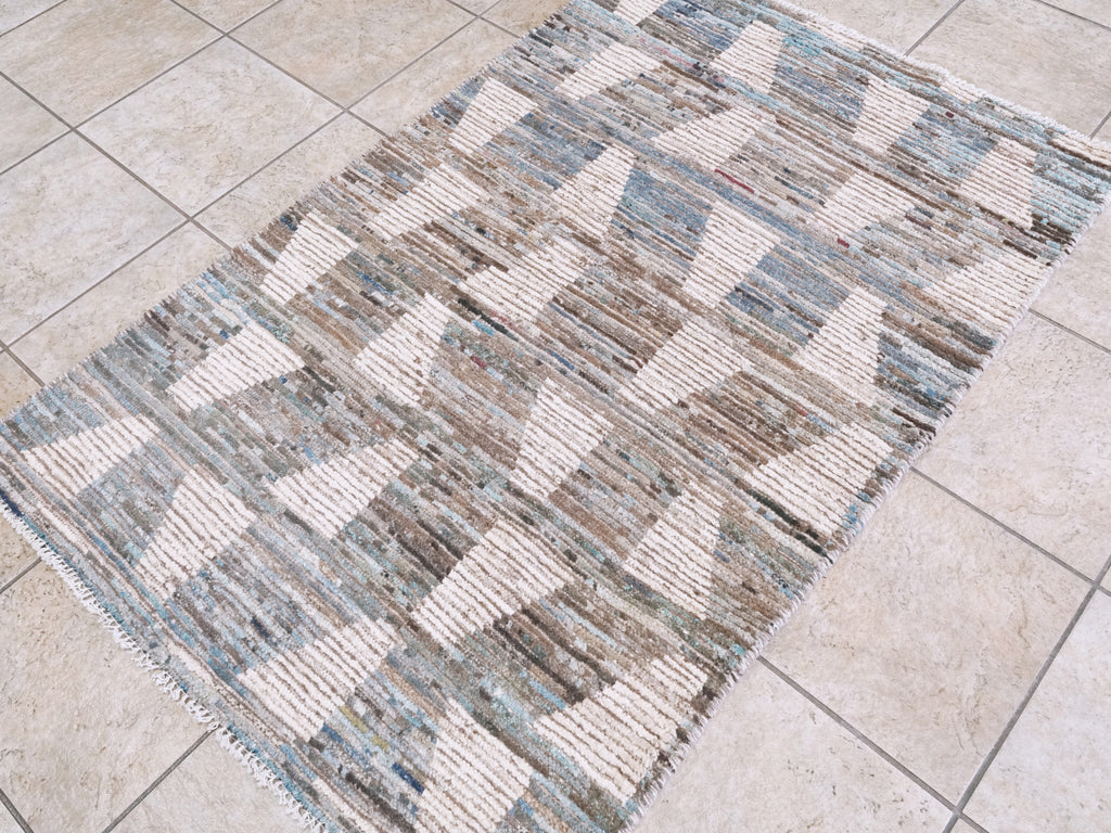 3x5 Ft Blue Moroccan Rug - Hand Knotted Area Rug