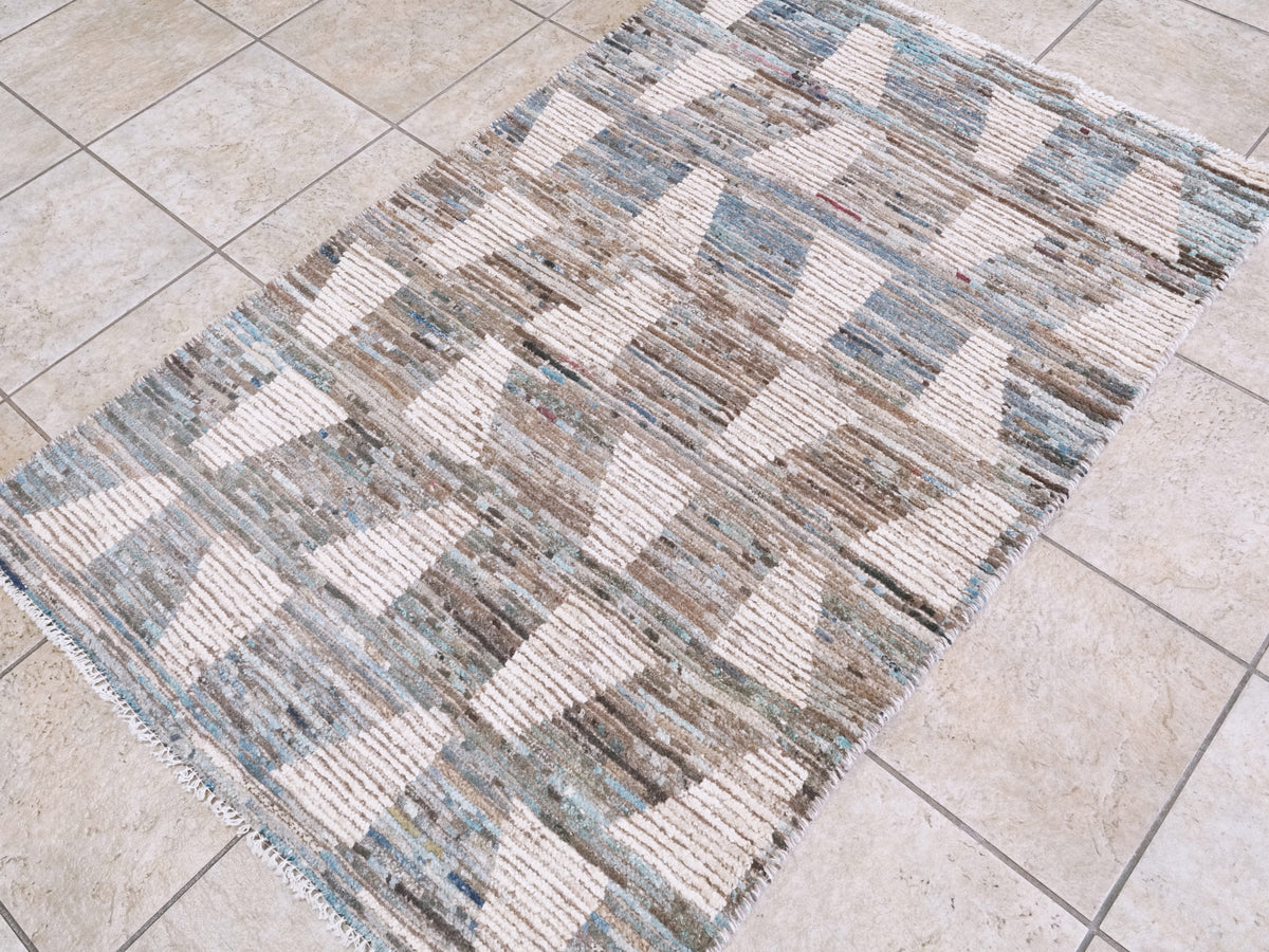 3x5 Ft Blue Moroccan Rug - Hand Knotted Area Rug