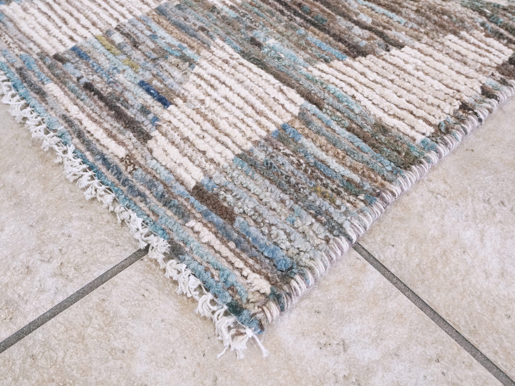 3x5 Ft Blue Moroccan Rug - Hand Knotted Area Rug