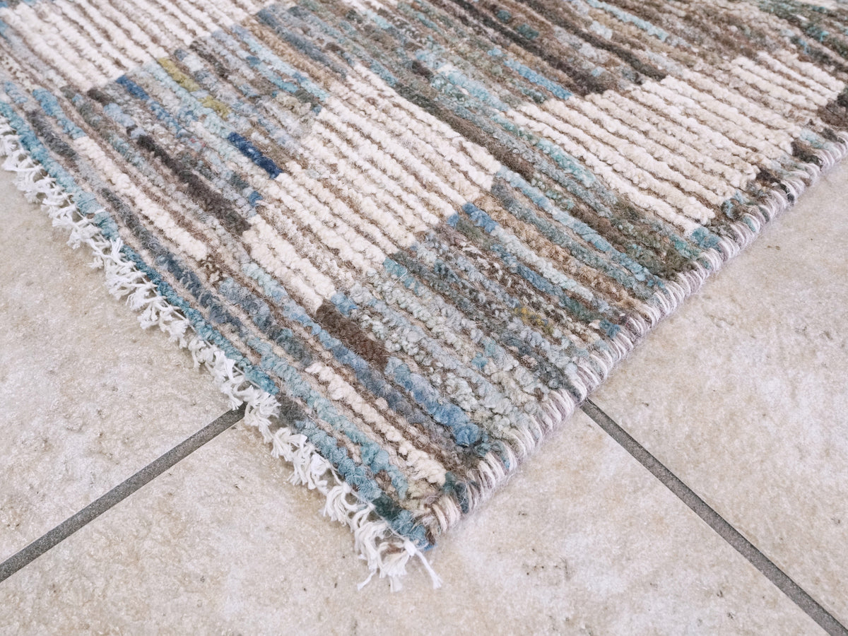 3x5 Ft Blue Moroccan Rug - Hand Knotted Area Rug