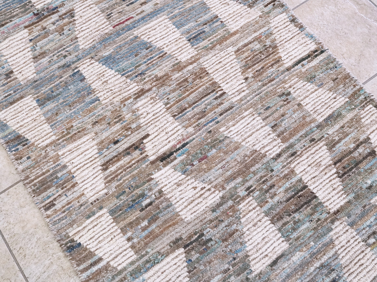 3x5 Ft Blue Moroccan Rug - Hand Knotted Area Rug