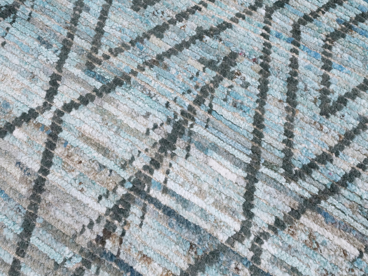 3x5 Ft Blue Moroccan Rug - Hand Knotted Area Rug