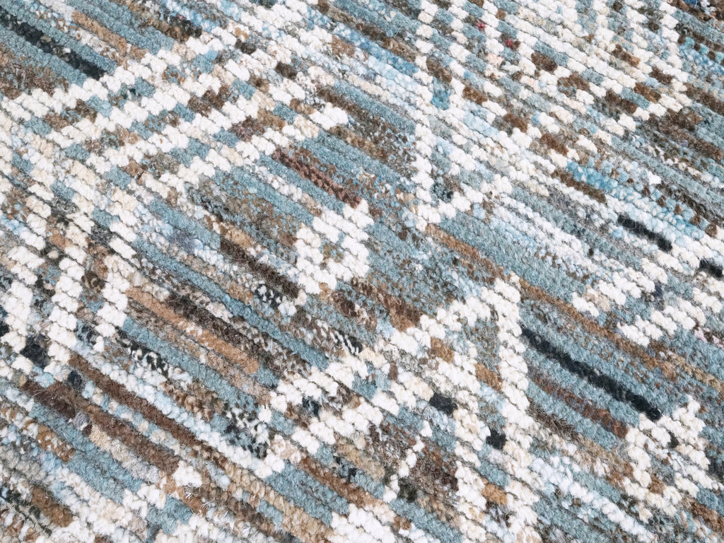 3x5 Ft Blue & Beige Moroccan Rug - Hand Knotted Area Rug