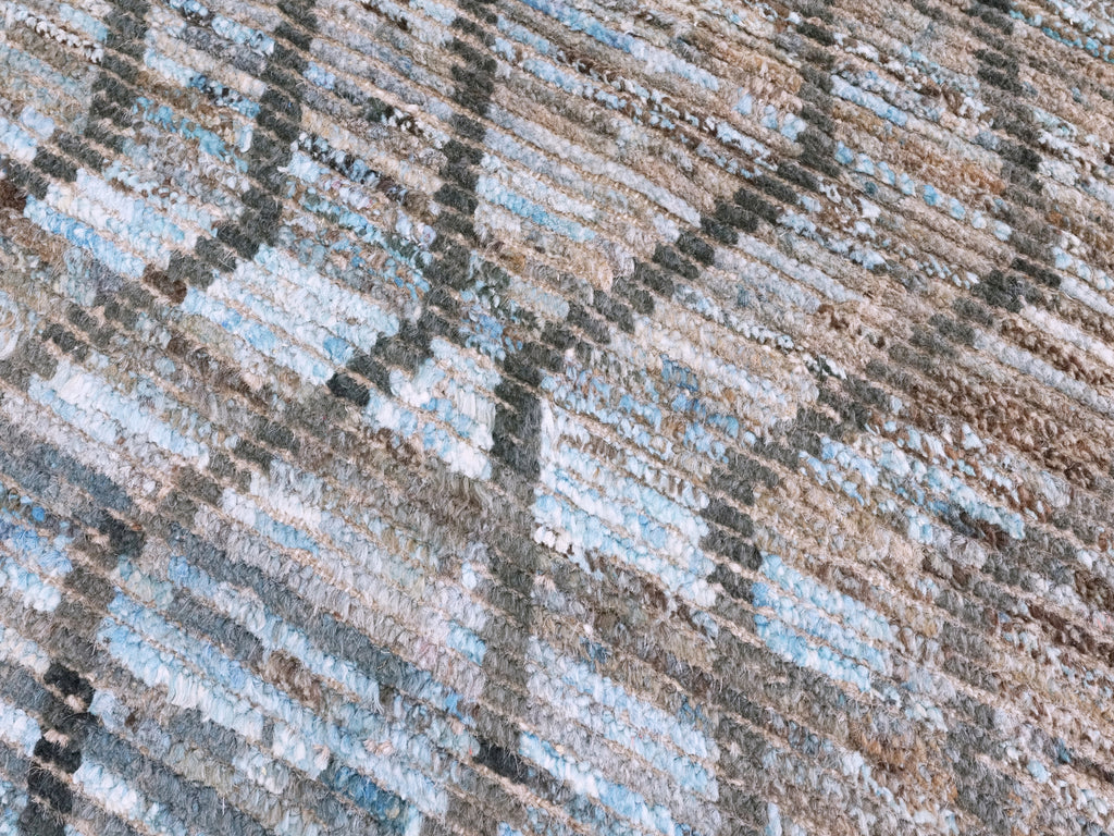 4x6 Ft Blue & Brown Moroccan Rug - Hand Knotted Wool Area Rug