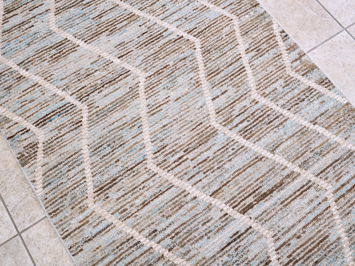 3x5 Ft Blue Moroccan Rug - Hand Knotted Area Rug