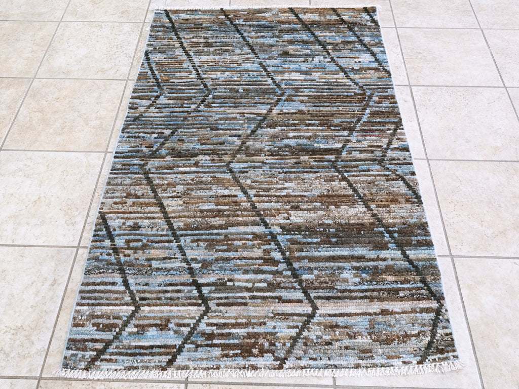 3x5 Ft Blue Moroccan Rug - Hand Knotted Area Rug
