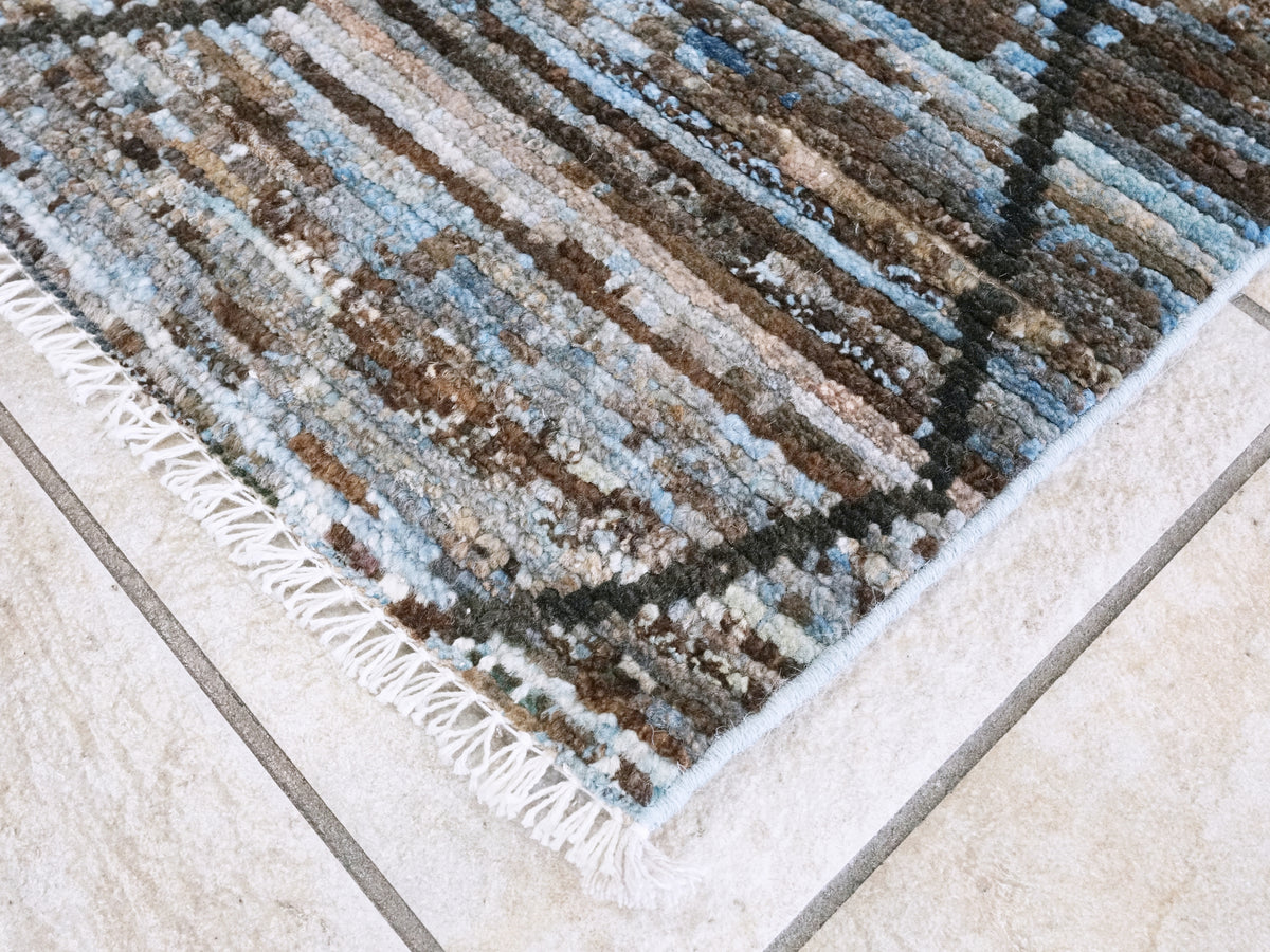 3x5 Ft Blue Moroccan Rug - Hand Knotted Area Rug
