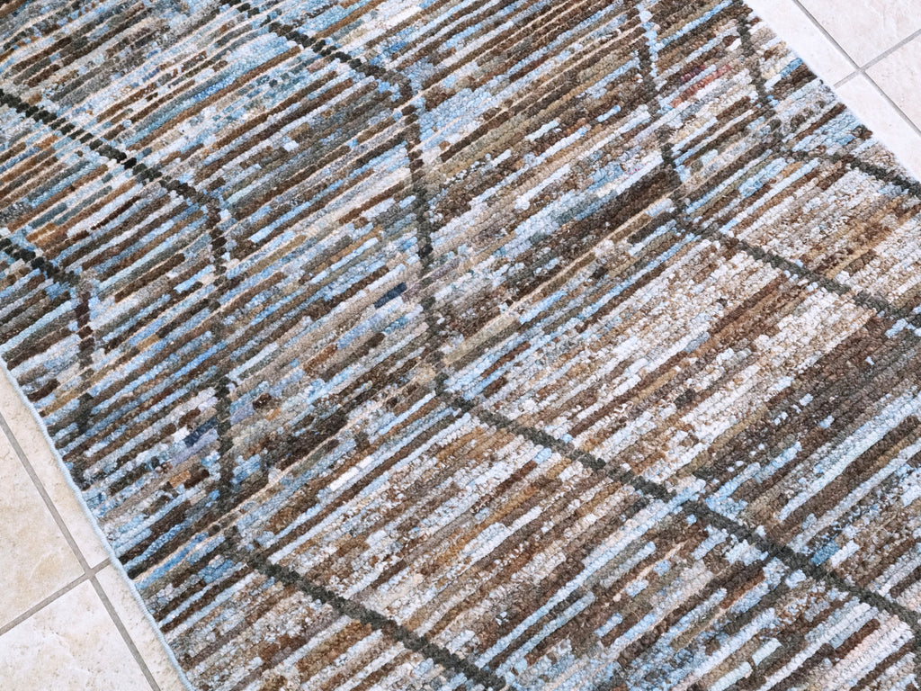 3x5 Ft Blue Moroccan Rug - Hand Knotted Area Rug