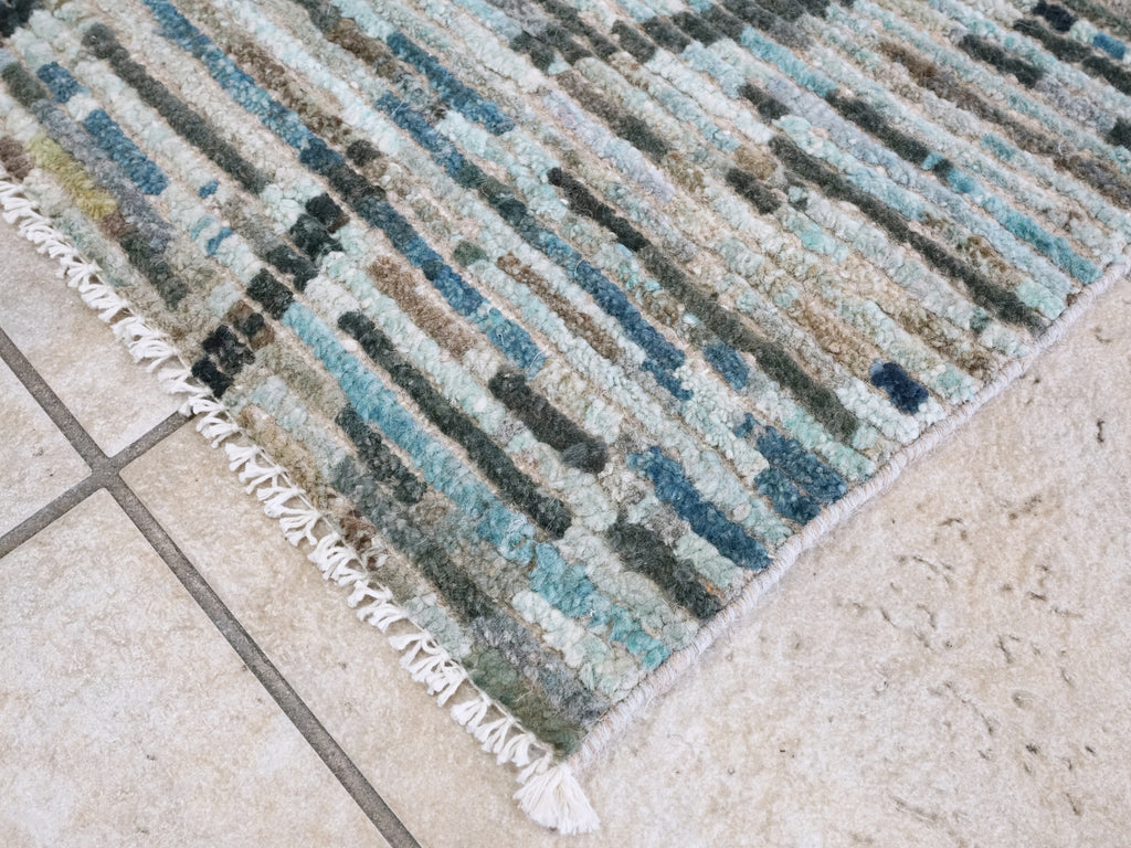3x5 Ft Blue Moroccan Rug - Hand Knotted Area Rug