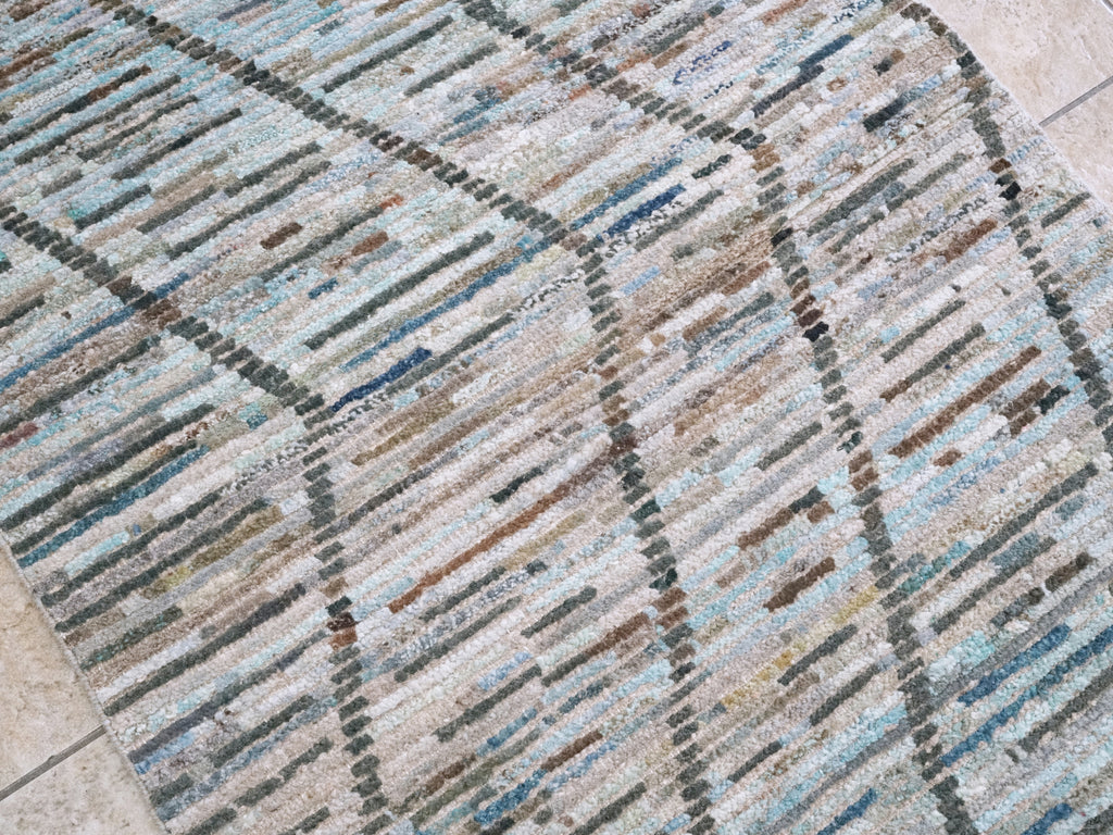 3x5 Ft Blue Moroccan Rug - Hand Knotted Area Rug