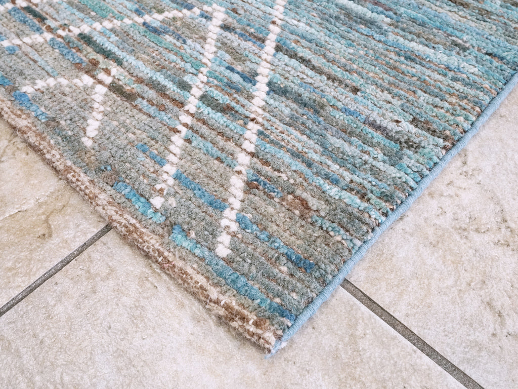 3x5 Ft Blue Moroccan Rug - Hand Knotted Area Rug