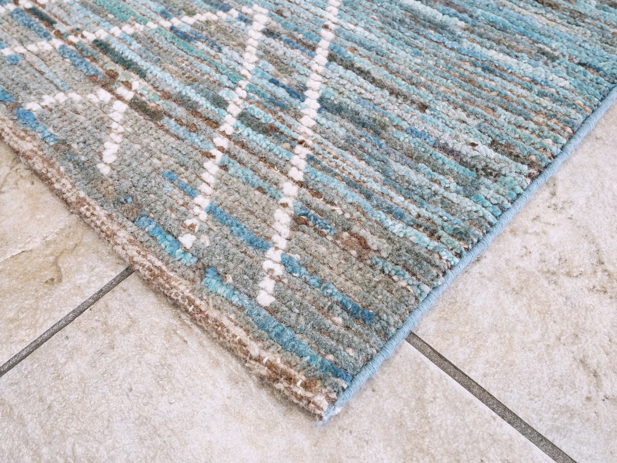3x5 Ft Blue Moroccan Rug - Hand Knotted Area Rug