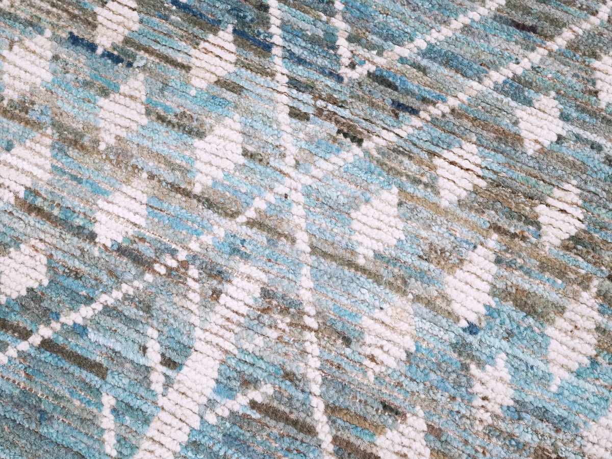 3x5 Ft Blue Moroccan Rug - Hand Knotted Area Rug