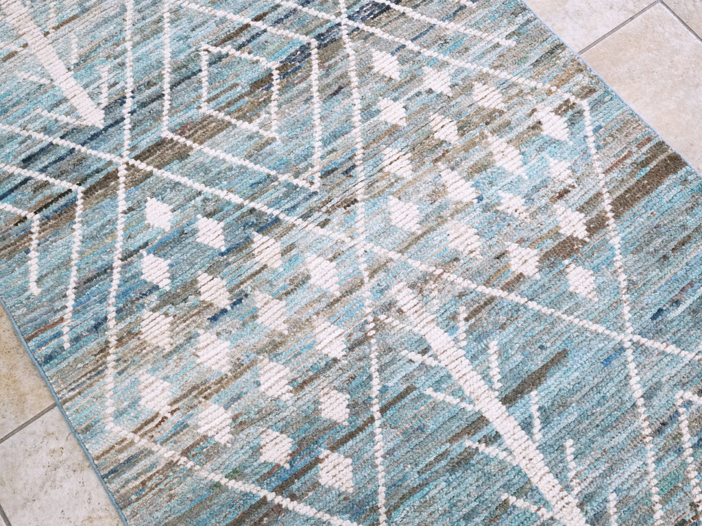 3x5 Ft Blue Moroccan Rug - Hand Knotted Area Rug