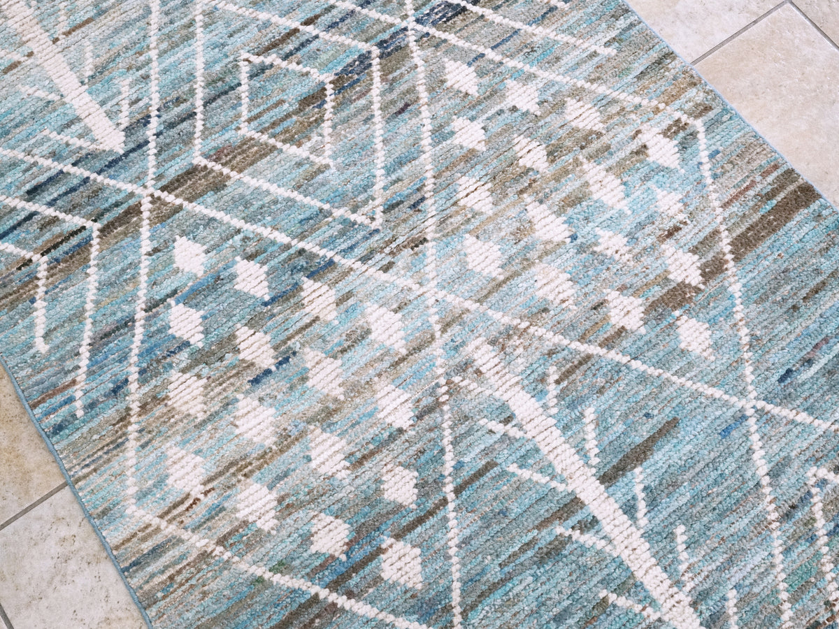 3x5 Ft Blue Moroccan Rug - Hand Knotted Area Rug