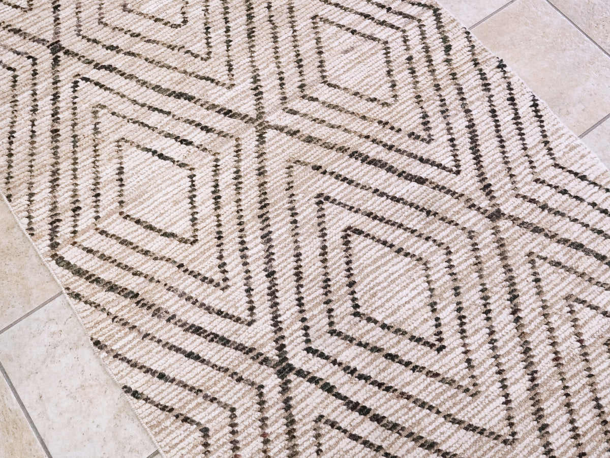3x6 Ft Beige Moroccan Rug - Hand Knotted Area Rug