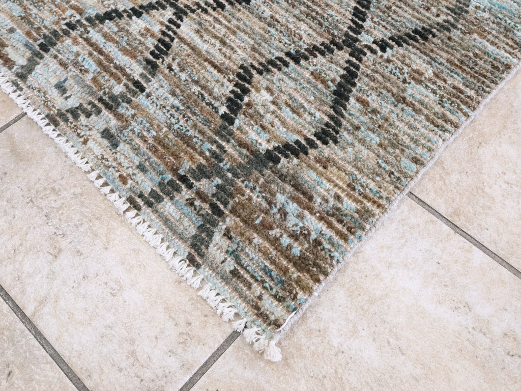 3x6 Ft Blue Moroccan Rug - Hand Knotted Area Rug