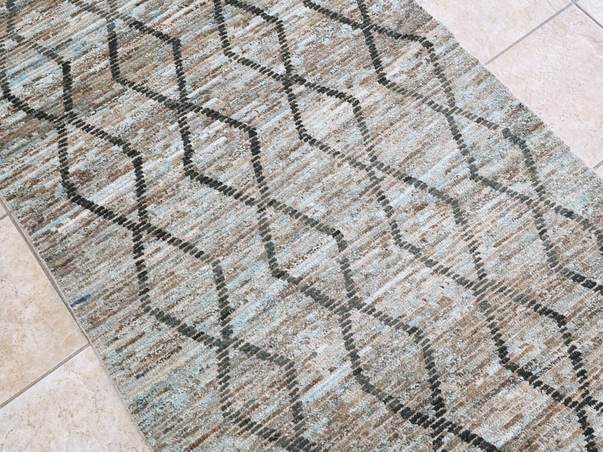 3x6 Ft Blue Moroccan Rug - Hand Knotted Area Rug