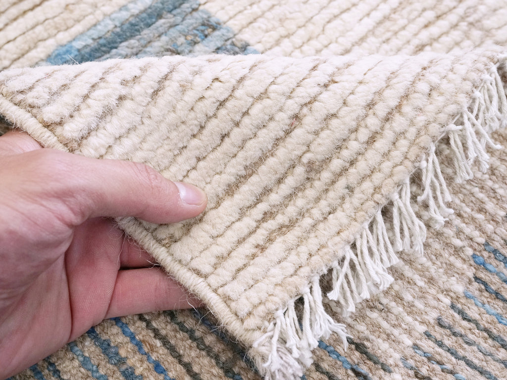 3x5 Ft White & Beige Moroccan Rug - Hand Knotted Area Rug