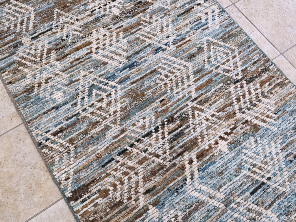3x5 Ft Blue Moroccan Rug - Hand Knotted Area Rug
