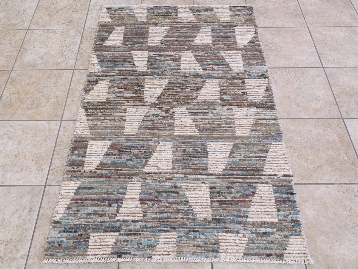 3x5 Ft Blue Moroccan Rug - Hand Knotted Area Rug