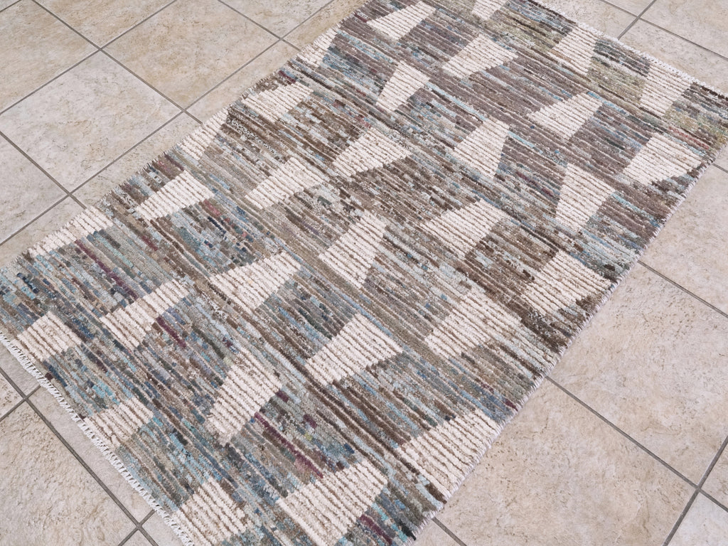 3x5 Ft Blue Moroccan Rug - Hand Knotted Area Rug