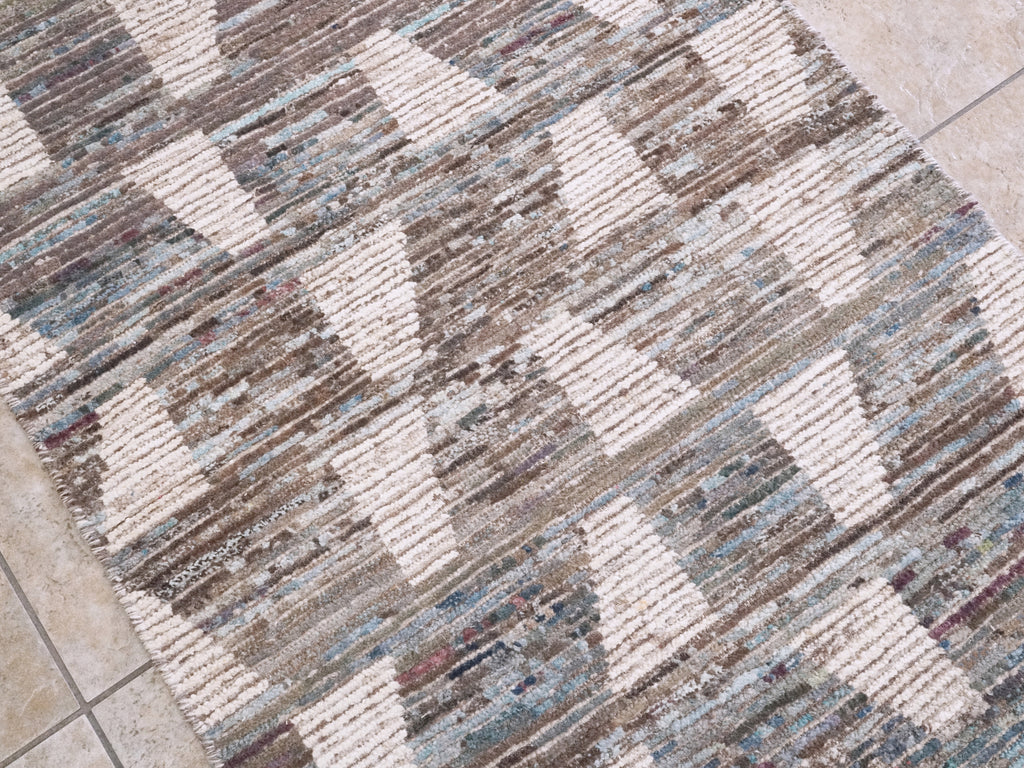 3x5 Ft Blue Moroccan Rug - Hand Knotted Area Rug