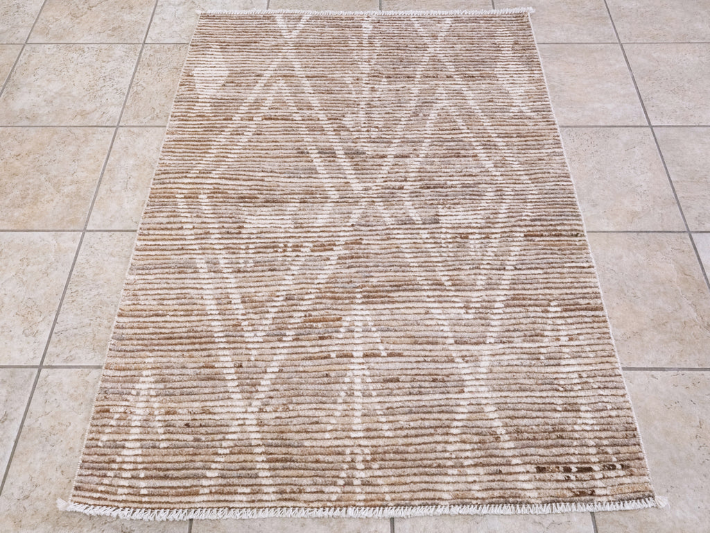 3x5 Ft Brown Moroccan Rug - Hand Knotted Area Rug
